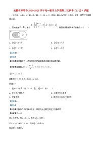 安徽省蚌埠市2024_2025学年高一数学上学期第二次联考11月试题含解析