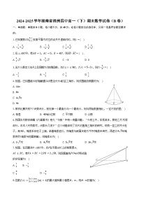2024-2025学年湖南省株洲四中高一（下）期末数学试卷（B卷）（含解析）