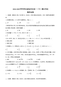 2024-2025学年河北省沧州市高一（下）期末数学试卷（含答案）