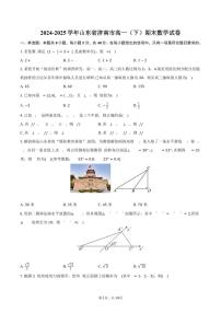 2024-2025学年山东省济南市高一（下）期末数学试卷（含解析）