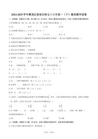 2024-2025学年黑龙江省哈尔滨七十三中高一（下）期末数学试卷（含答案）