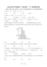 2024-2025学年河南省天一大联考高一（下）期末数学试卷（含解析）