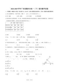 2024-2025学年广东省潮州市高一（下）期末数学试卷（含答案）