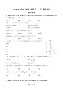 2024-2025学年云南省玉溪市高一（下）期末数学试卷（含解析）