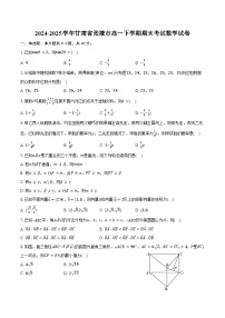 2024-2025学年甘肃省张掖市高一下学期期末考试数学试卷（含解析）