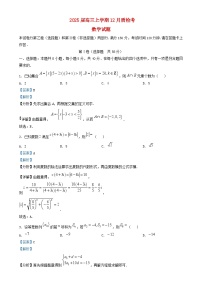 安徽省2025届高三数学上学期12月质检考试试题含解析