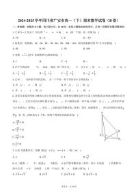 2024-2025学年四川省广安市高一（下）期末数学试卷（B卷）（含解析）
