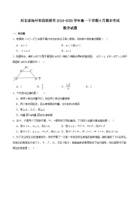 河北省沧州市四校联考2024-2025学年高一下学期6月期末考试数学试卷（Word版附解析）