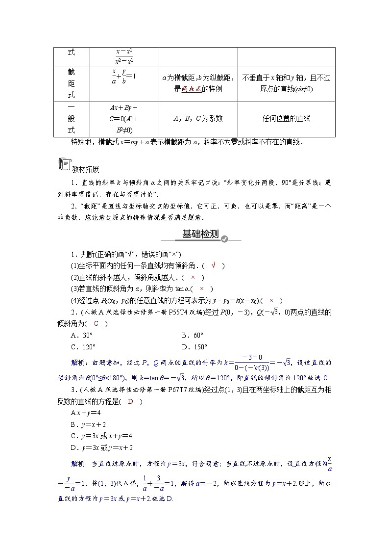 高考数学精品讲义练习【一轮复习】第八章 8.1 直线的方程第2页