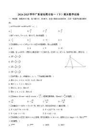 2024-2025学年广东省汕尾市高一（下）期末数学试卷（含答案）