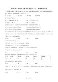 2024-2025学年四川省乐山市高一（下）期末数学试卷（含答案）