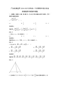 广东省清远市2024-2025学年高一下期中联合学业质量监测考试数学试卷（解析版）
