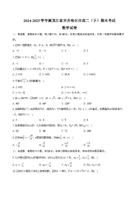 2024-2025学年黑龙江省齐齐哈尔市高二（下）期末数学试卷（含答案）