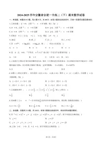 2024-2025学年安徽省合肥一中高二（下）期末数学试卷（含答案）
