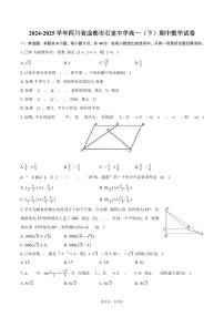 2024-2025学年四川省成都市石室中学高一（下）期中数学试卷（含答案）