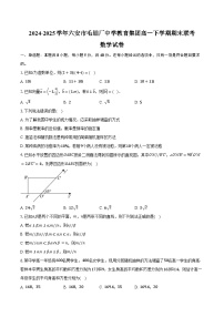 2024-2025学年安徽省六安市毛坦厂中学教育集团高一下学期期末联考数学试卷（含答案）