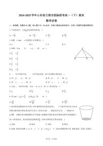 2024-2025学年山东省日照市校际联考高一（下）期末数学试卷（含解析）
