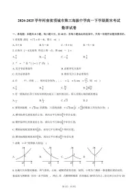 2024-2025学年河南省项城市第三高级中学高一下学期期末考试数学试卷（含答案）