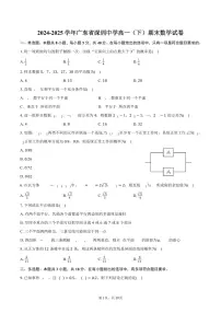 2024-2025学年广东省深圳中学高一（下）期末数学试卷（含答案）