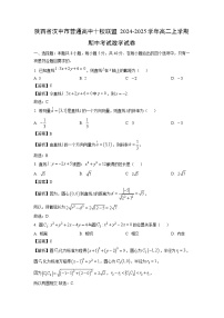陕西省汉中市普通高中十校联盟2024-2025学年高二上学期期中考试数学试卷（解析版）