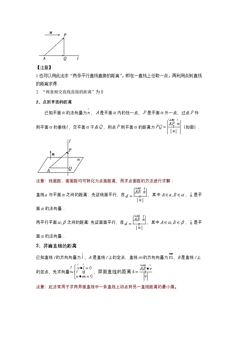 人教A版(2019 )高二数学选择性必修第一册1.4 .2用空间向量研究距离、夹角问题(思维导图,知识梳理,常见题型)教师版第2页