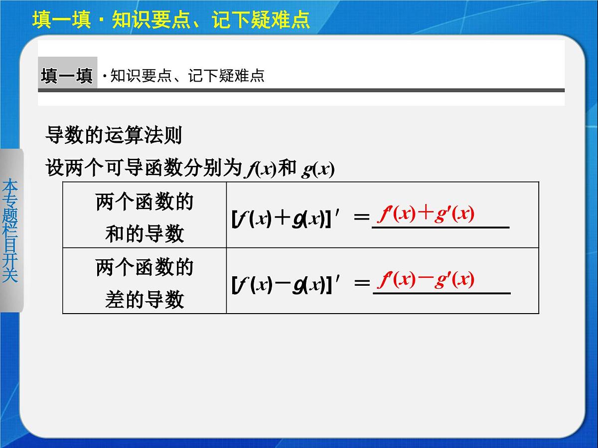 人教课标B版高中数学选修1-1 3-2-3《导数的四则运算法则》教学课件第2页