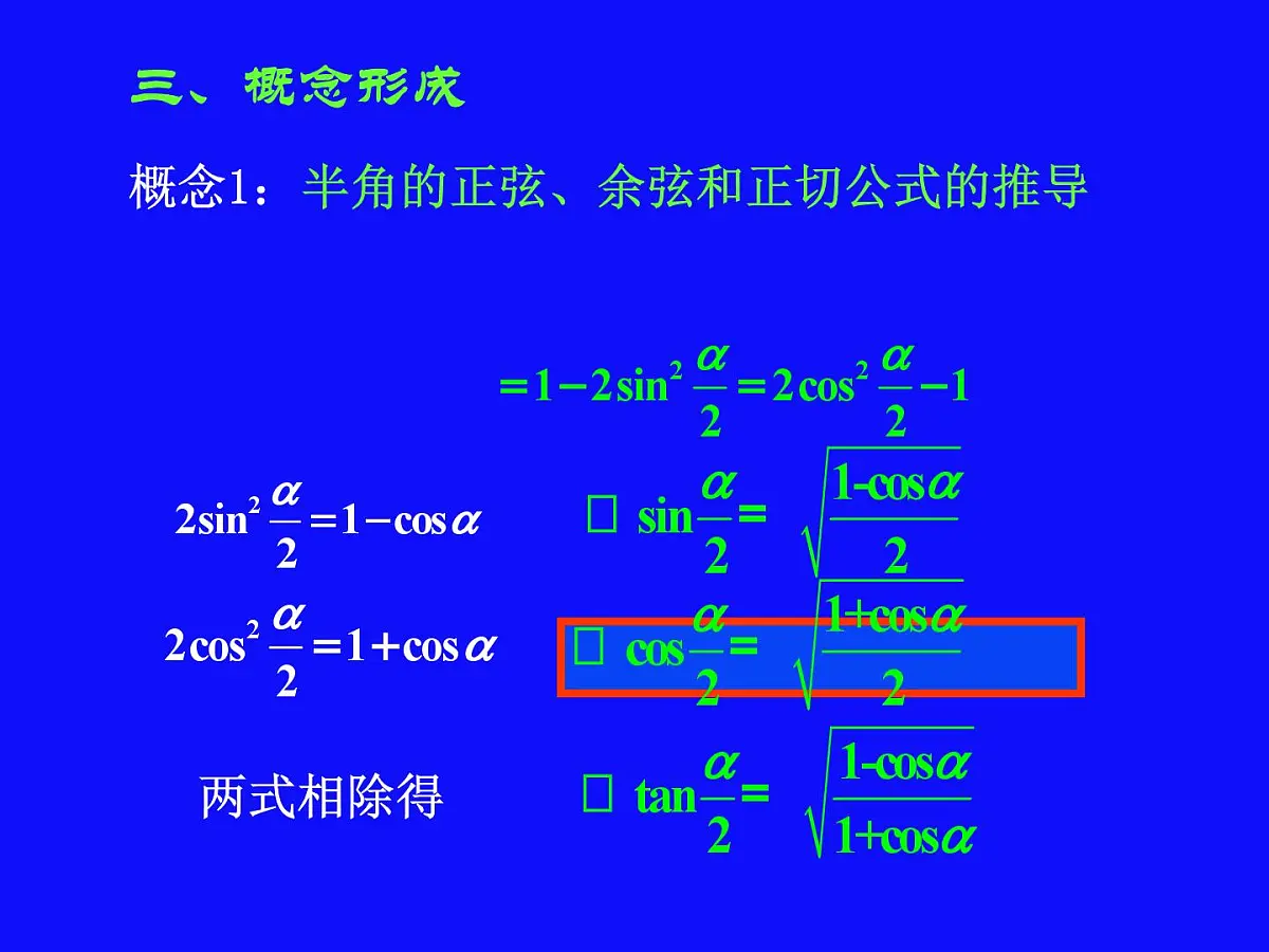 人教课标B版高中数学必修4 3-2-2《半角的正弦、余弦和正切》课件第4页
