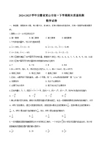 安徽省黄山市2024-2025学年高一下学期期末质量检测数学试卷（含答案）含答案解析