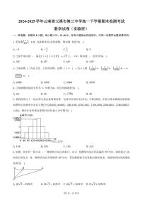 2024-2025学年云南省玉溪市第三中学高一下学期期末检测考试（实验班）数学试卷（含解析）