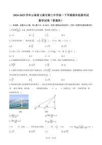 2024-2025学年云南省玉溪市第三中学高一下学期期末检测考试（普通班）数学试卷（含答案）