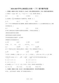 2024-2025学年云南省保山市高一（下）期中数学试卷（含答案）