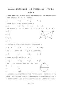 2024-2025学年四川省成都十二中（川大附中）高一（下）期中数学试卷（含答案）