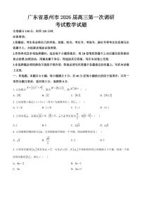广东省惠州市2026届高三第一次调研考试数学试题（附参考答案）