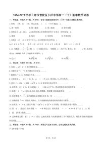 2024-2025学年上海市普陀区长征中学高二（下）期中数学试卷（含答案）