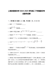 上海市格致中学2024-2025学年高二下学期期中考试数学试卷（含答案解析）