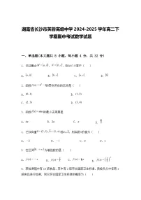 湖南省长沙市芙蓉高级中学2024-2025学年高二下学期期中考试数学试题(含答案解析)