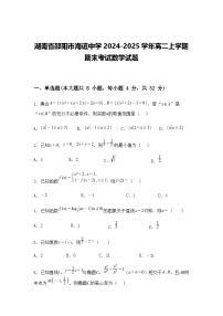 湖南省邵阳市海谊中学2024-2025学年高二上学期期末考试数学试题（含答案解析）