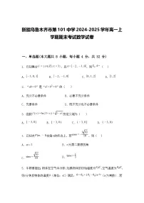 新疆乌鲁木齐市第101中学2024-2025学年高一上学期期末考试数学试卷（含答案解析）
