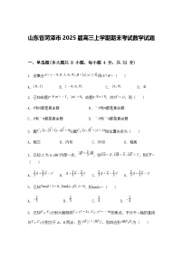 山东省菏泽市2025届高三上学期期末考试数学试题（含答案解析）