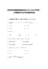 贵州省黔东南苗族侗族自治州2024-2025学年高一上学期期末文化水平测试数学试题（含答案解析）