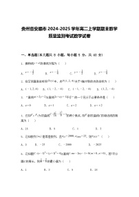 贵州省安顺市2024-2025学年高二上学期期末教学质量监测考试数学试卷（含答案解析）