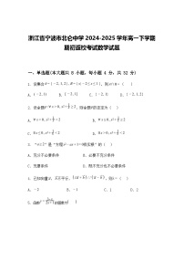 浙江省宁波市北仑中学2024-2025学年高一下学期期初返校考试数学试题（含答案解析）