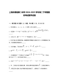 上海市曹杨第二中学2024-2025学年高二下学期期终考试数学试题（含答案解析）