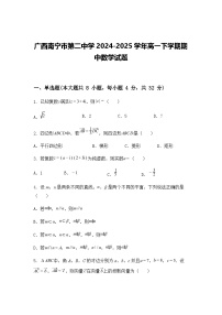广西南宁市第二中学2024-2025学年高一下学期期中数学试题（含答案解析）