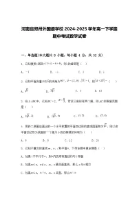 河南省郑州外国语学校2024-2025学年高一下学期期中考试数学试卷(含答案解析)