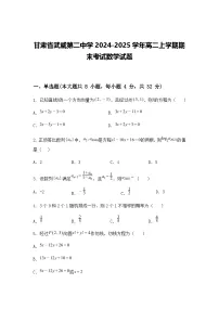 甘肃省武威第二中学2024-2025学年高二上学期期末考试数学试题（含答案解析）