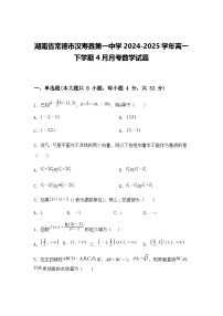 湖南省常德市汉寿县第一中学2024-2025学年高一下学期4月月考数学试题（含答案解析）