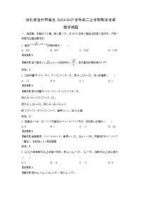 河北省沧州市献县2024-2025学年高二上学期期末考试数学试题（解析版）