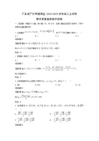 广东省广州市番禺区2024-2025学年高二上学期教学质量监测数学试题（解析版）