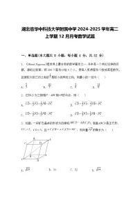湖北省华中科技大学附属中学2024-2025学年高二上学期12月月考数学试题（含答案解析）